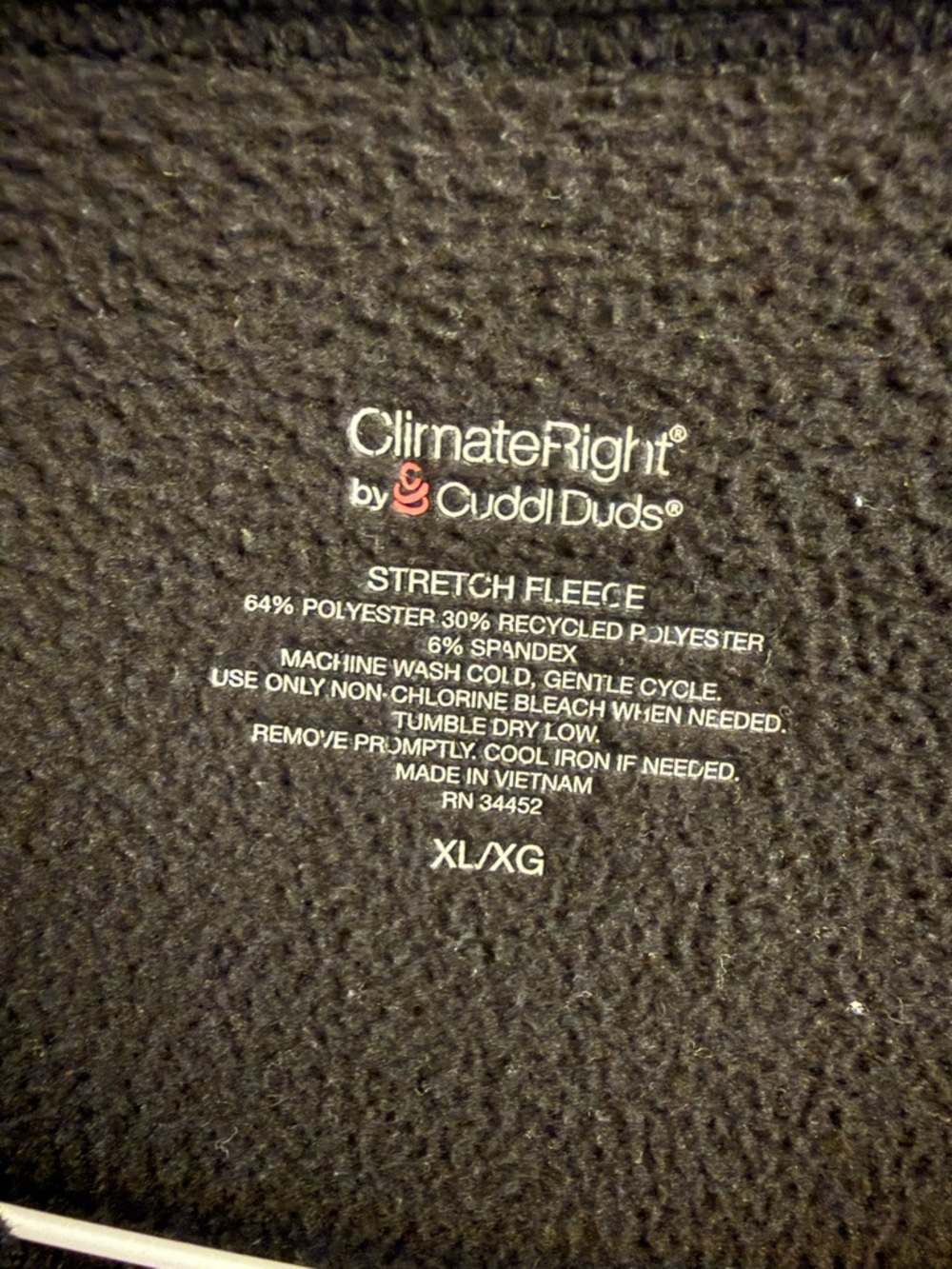 ClimateRight Cuddl Duds Black Stretch Fleece Thermal Top XL Long Sleeve - Picture 2 of 5